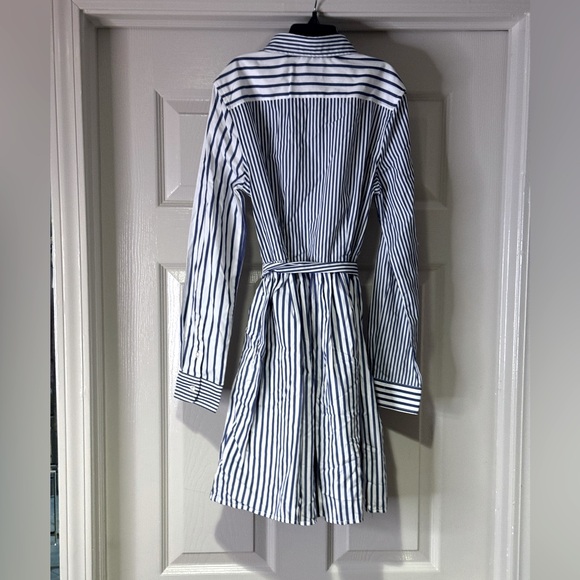 NWT Polo Ralph Lauren Girls Striped Cotton Poplin Dress Blue/ White Size 14 - Picture 3 of 7
